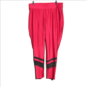 Red Mesh Sport Leggings, Size XL